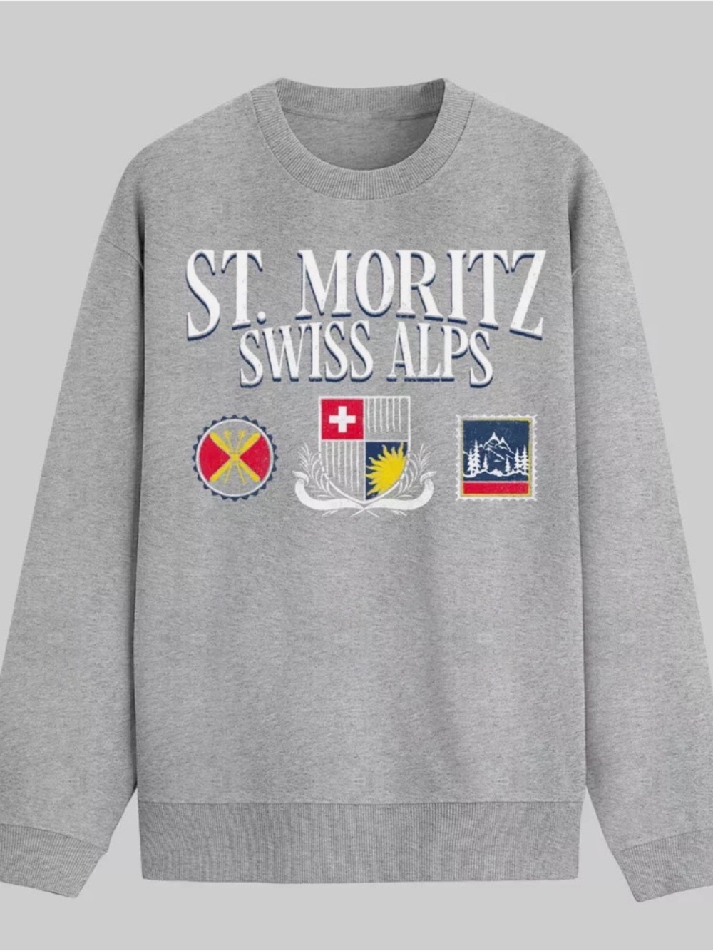 MAD Engine St. Moritz Swiss Alps Grey Graphic Crewneck